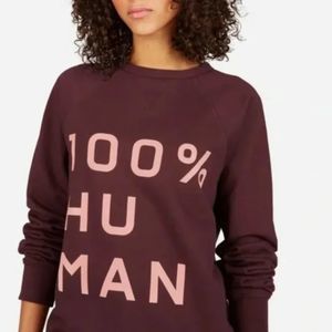 EVERLANE 100% Human Maroon Graphic Pullover Crewneck Sweater Size M